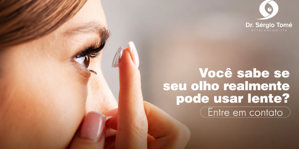 Paciente em avaliação oftalmológica para uso de lente de contato